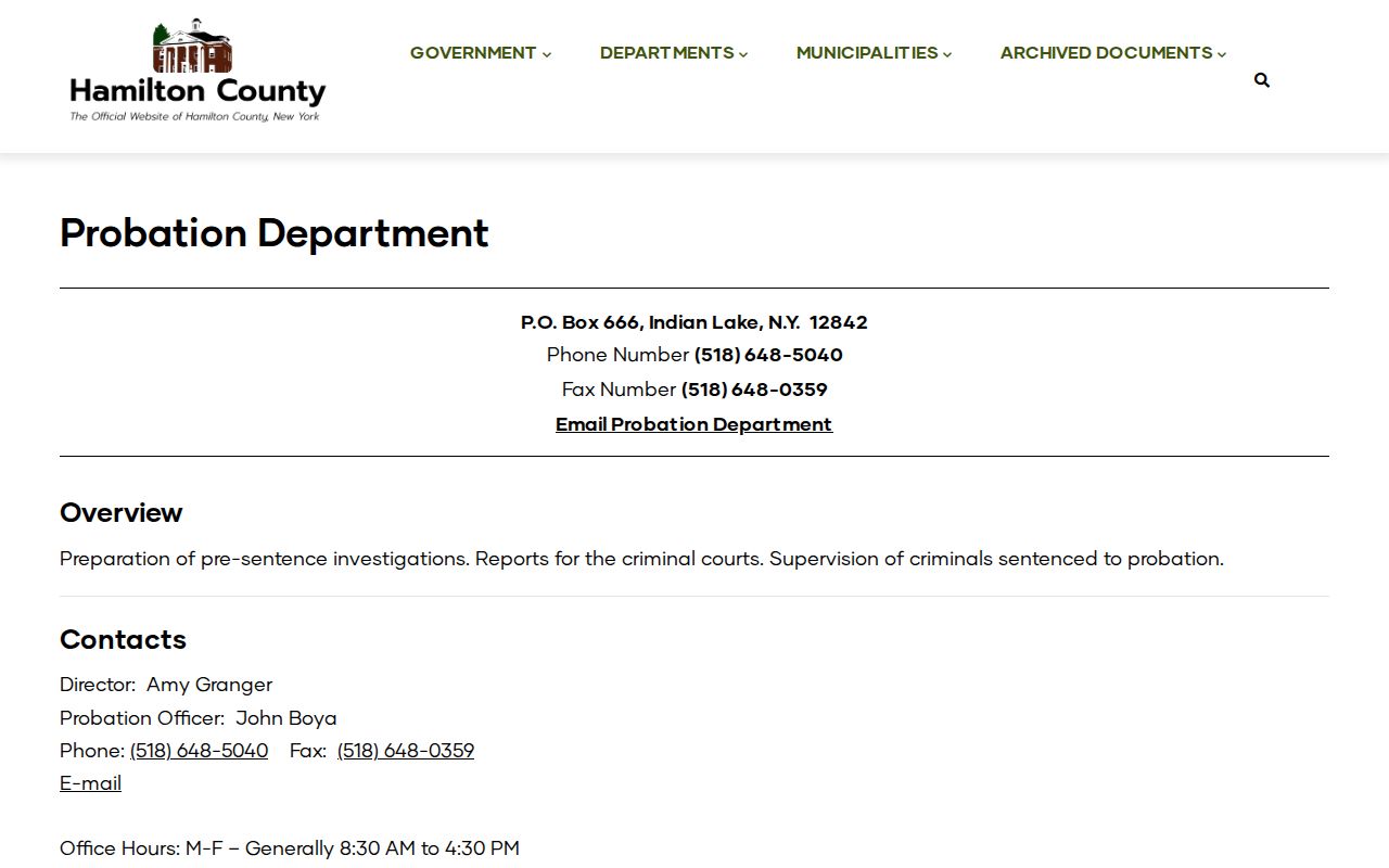Hamilton County arrest records and probation office information