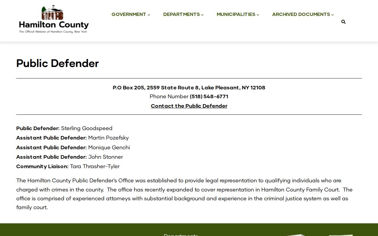 Hamilton County criminal history Public Defender information page