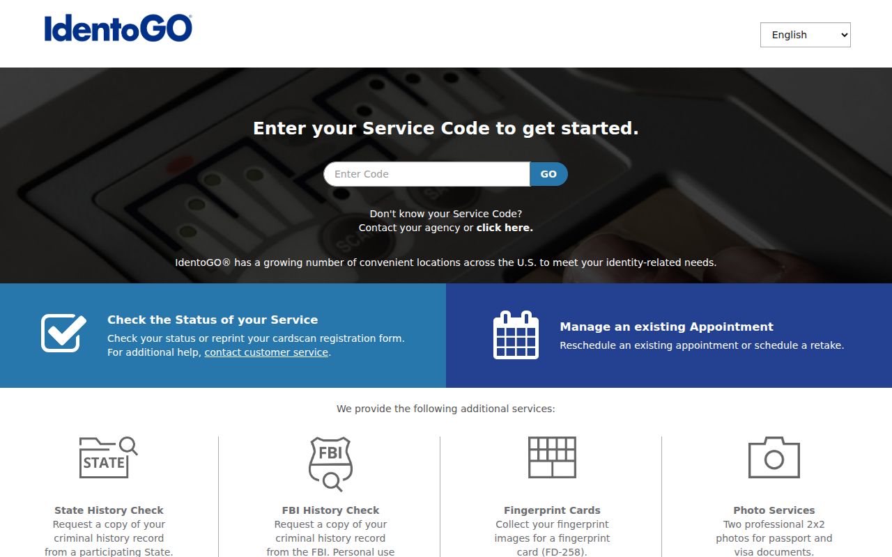 Hamilton County criminal history IdentoGO fingerprint appointment portal