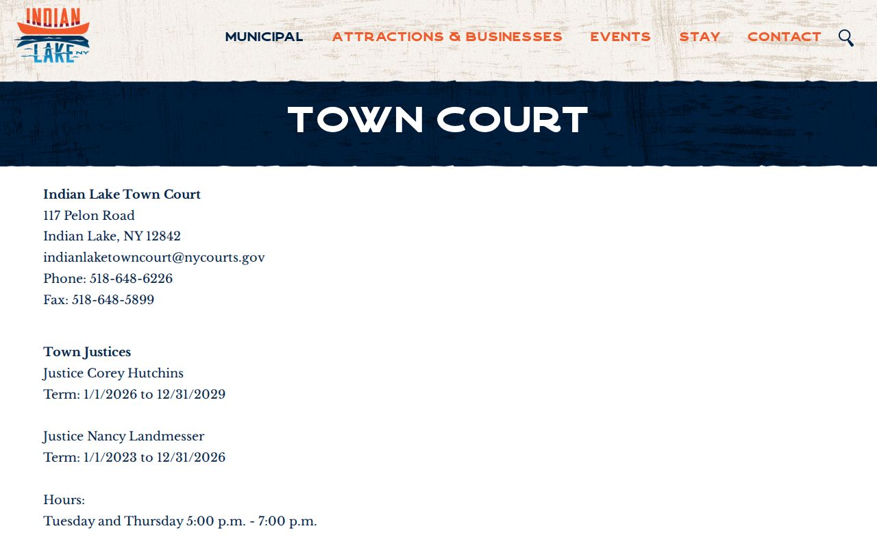 Official Indian Lake Town Court information page