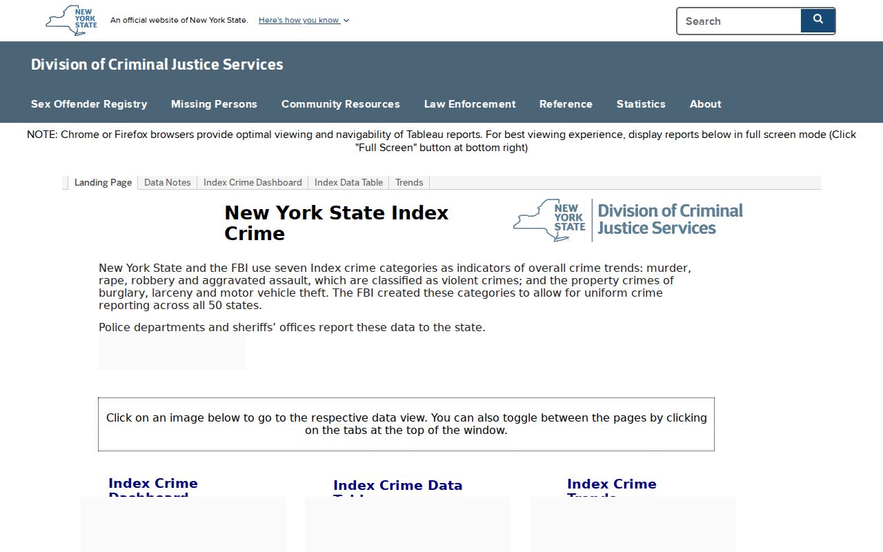 New York DCJS county crime dashboard for official Hamilton County statistics